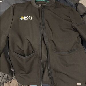 Figs Black Lightweight Zip-Front Shirt Jacket with Host Healthcare Logo